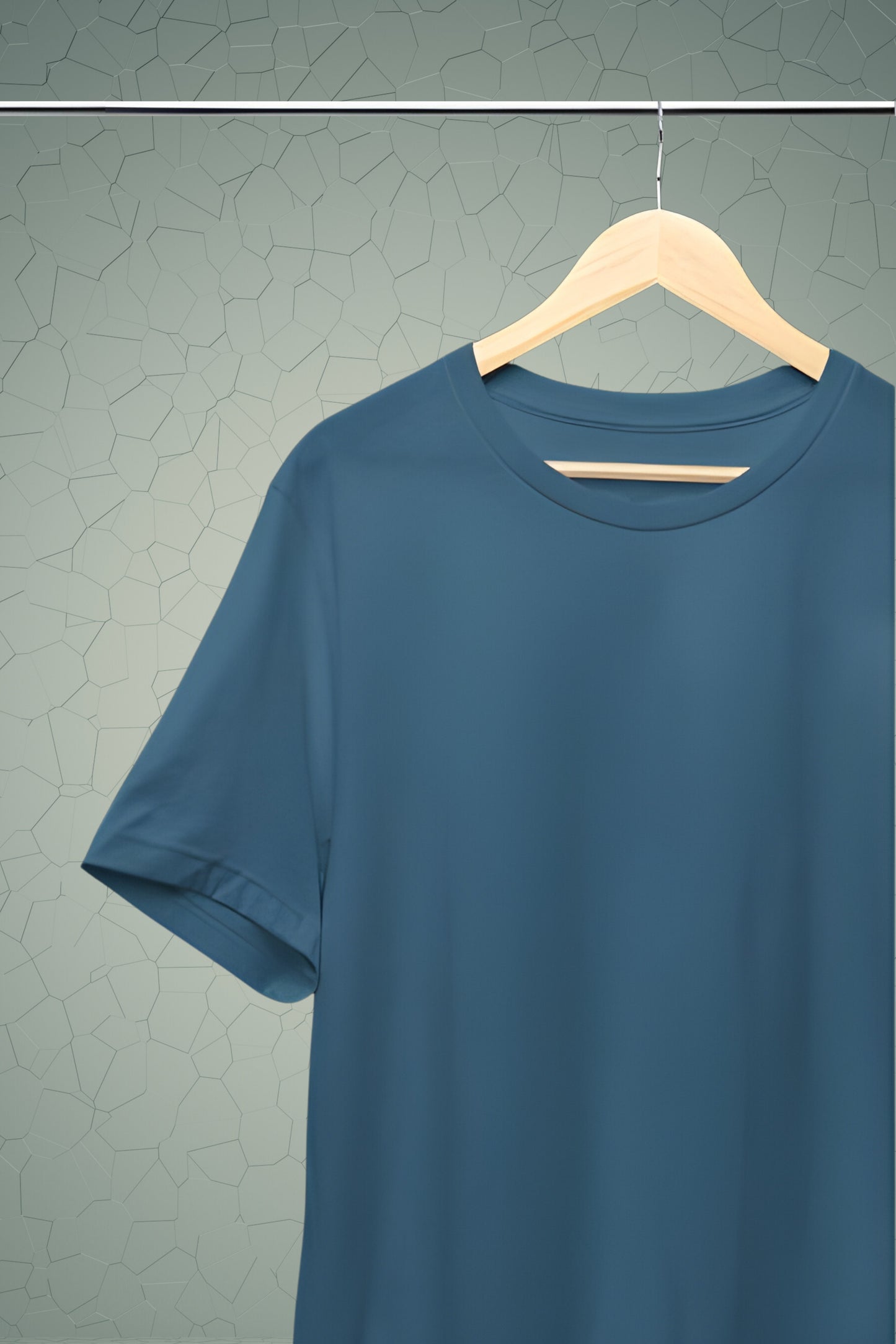 Steel Blue Solid Men T-shirt