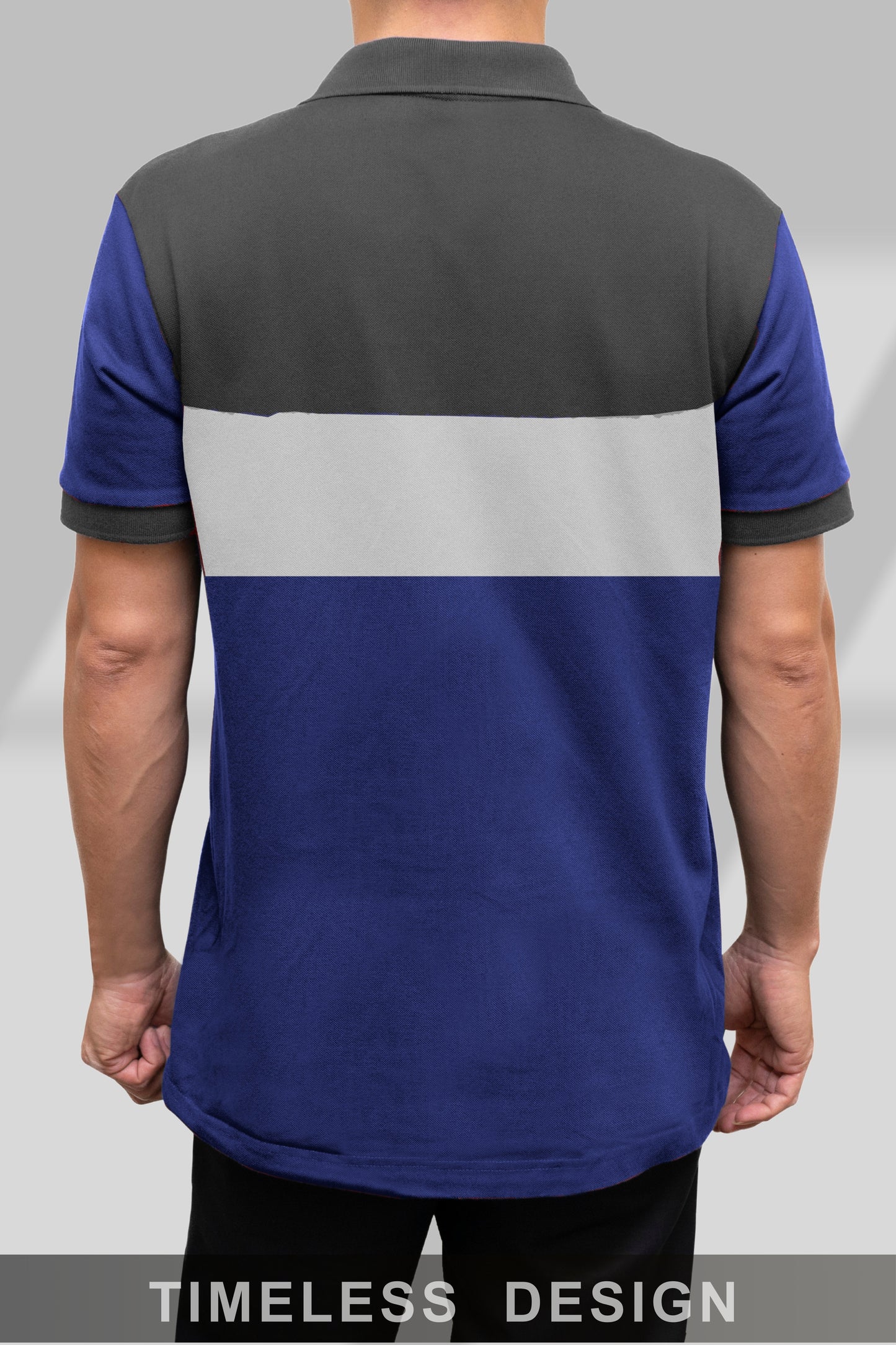 Paneled Ash & Blue Polo T-shirt