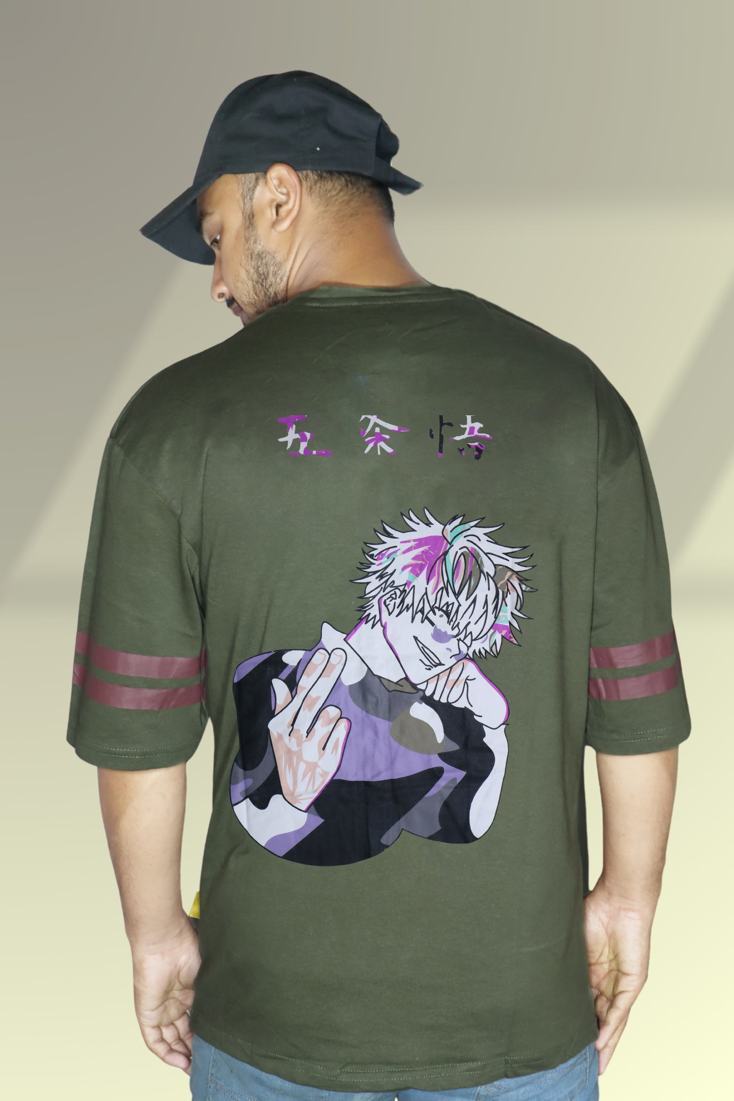 Olive Green Anime Oversized T-shirt