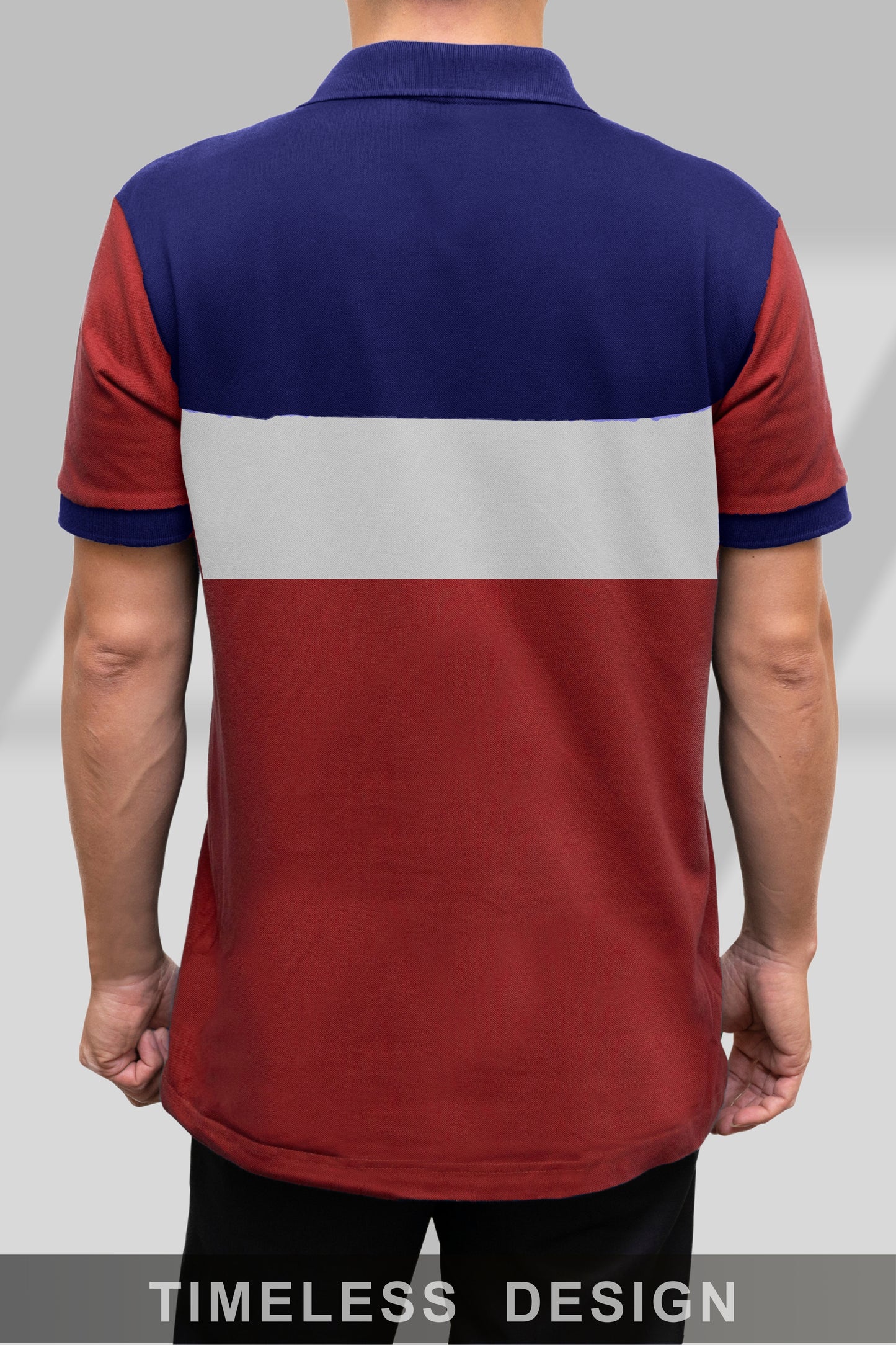 Blue & Red Paneled Polo T-shirt
