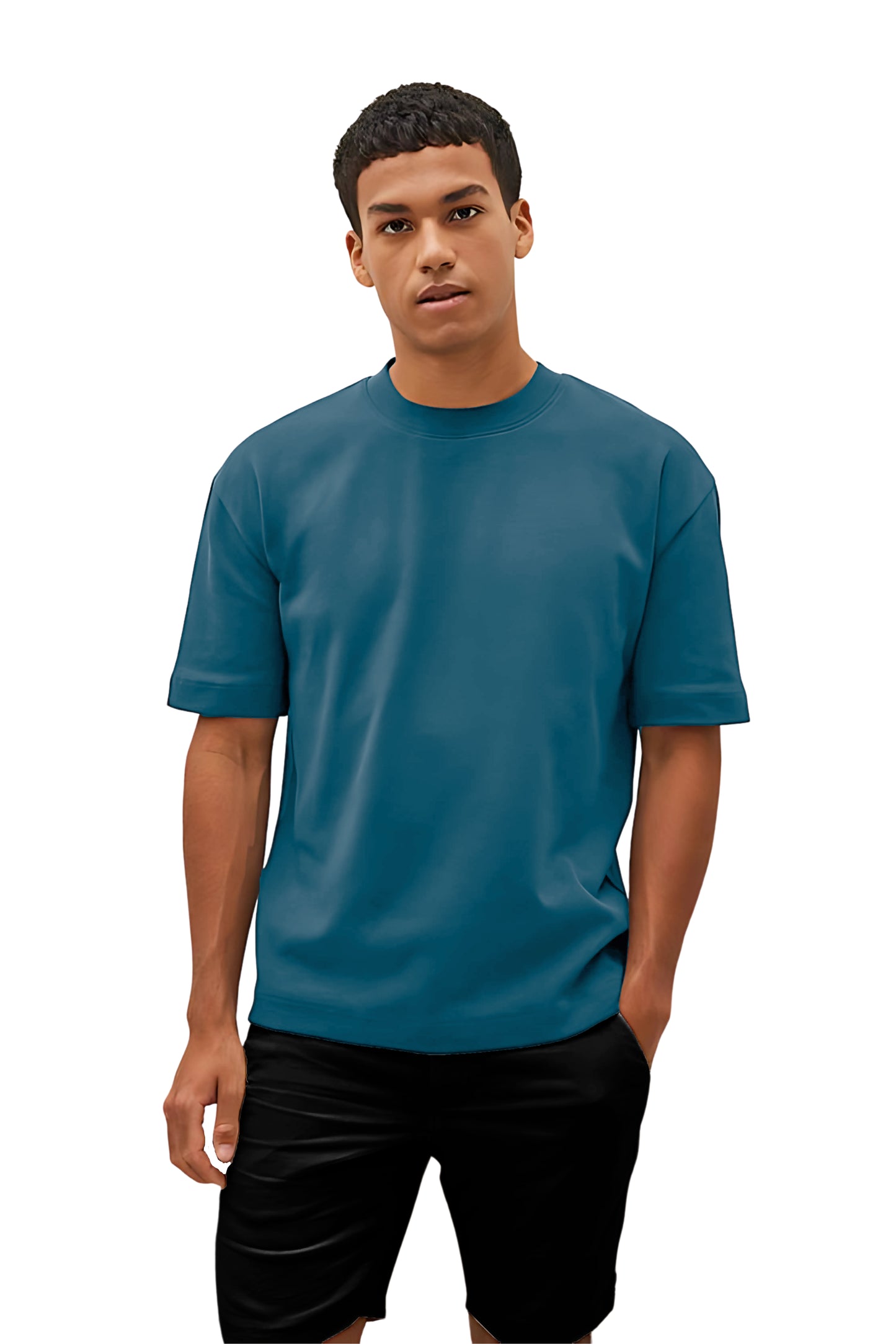 Steel Blue Solid Men T-shirt