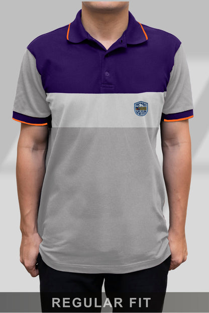 Solid: Striped Polo T-shirt Purple & Lite Ash