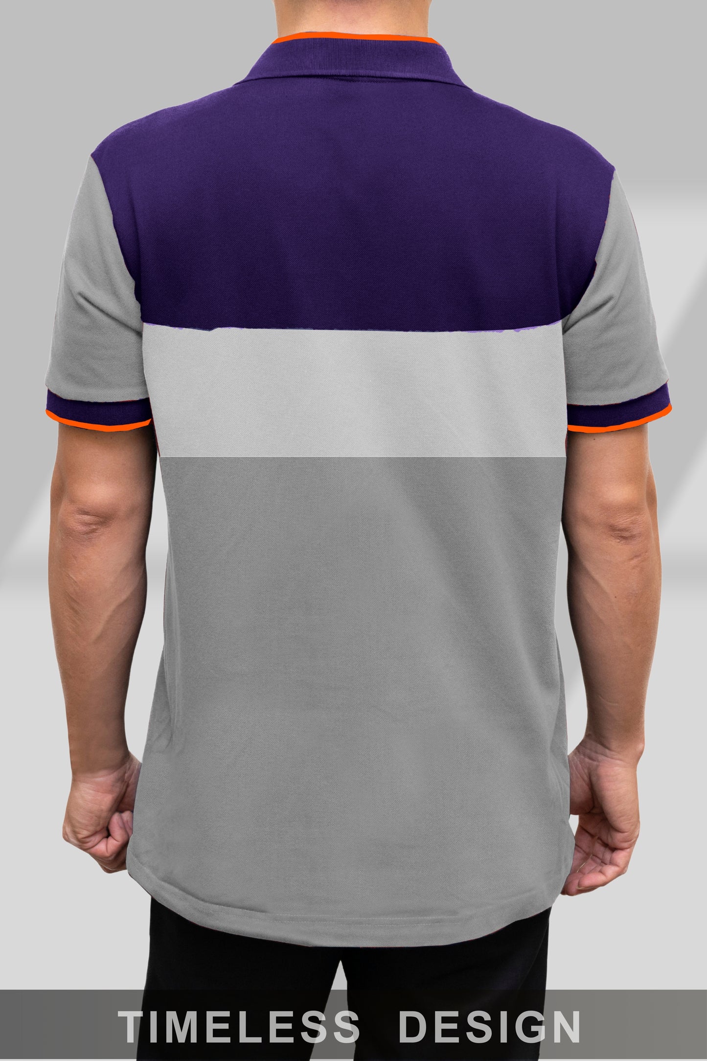 Solid: Striped Polo T-shirt Purple & Lite Ash