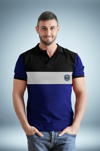 Black & Blue Paneled Polo T-Shirt Timeless Edition