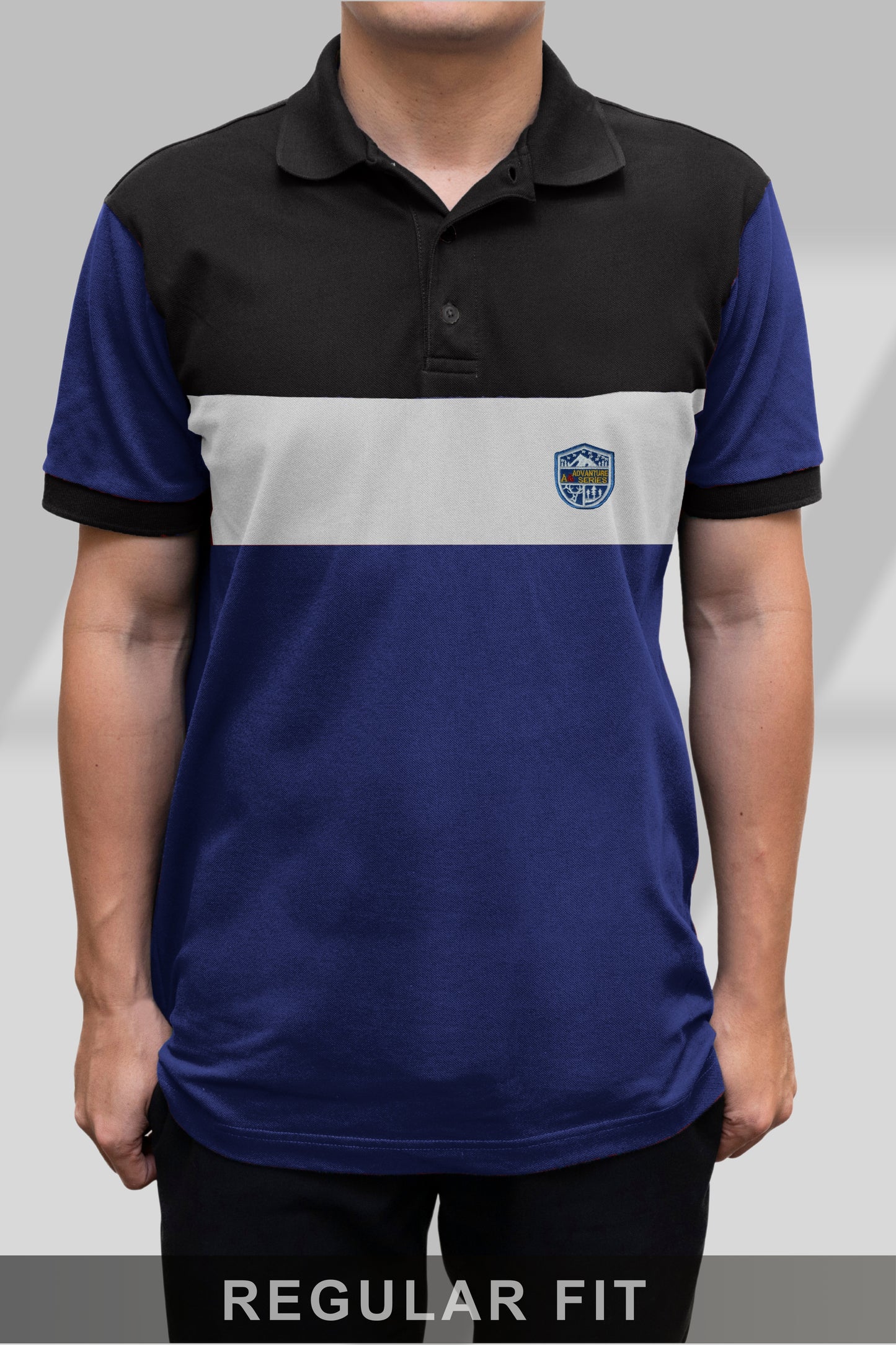 Black & Blue Paneled Polo T-Shirt Timeless Edition