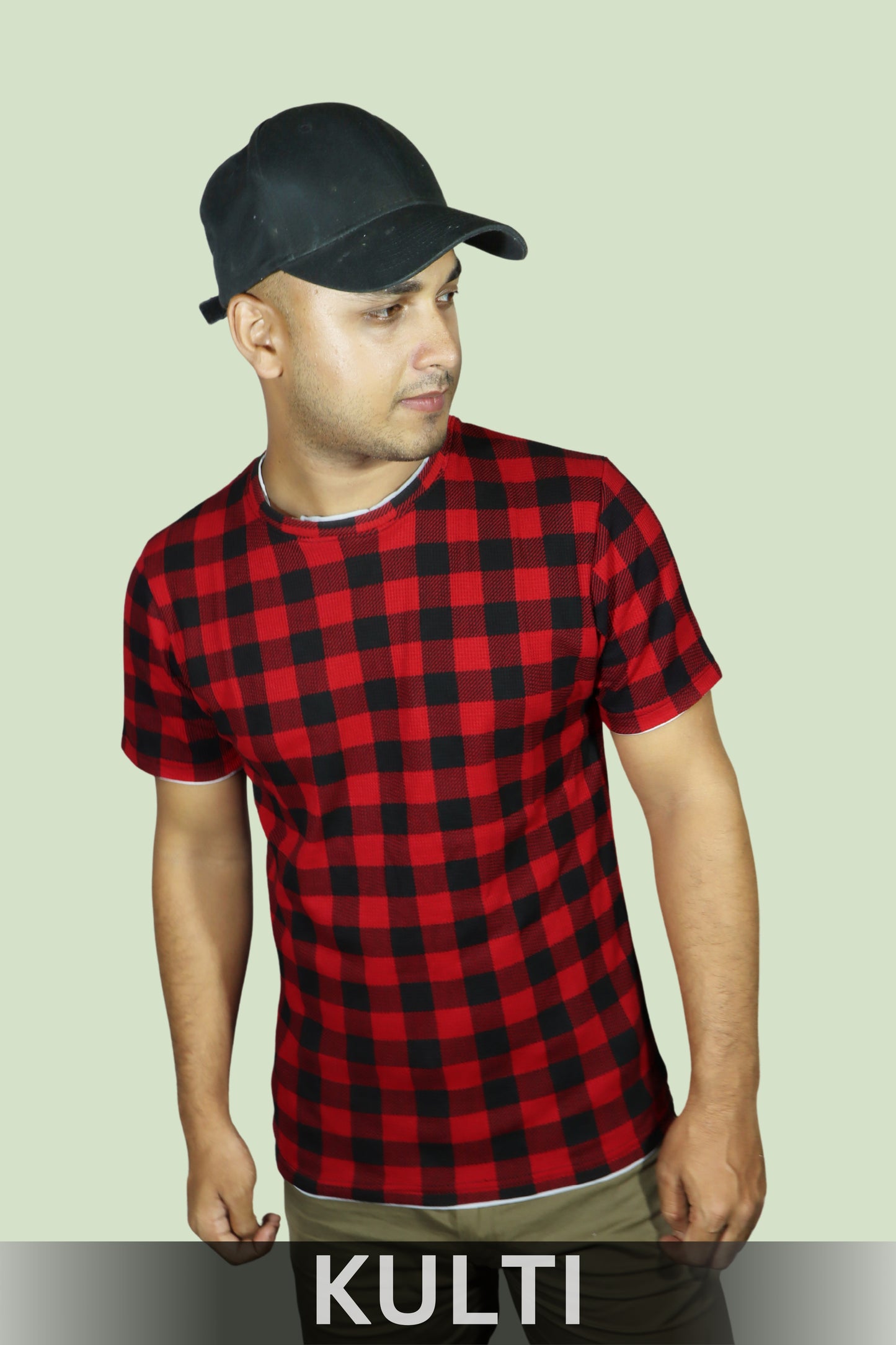 Red & Black Striped Kulti T-shirt