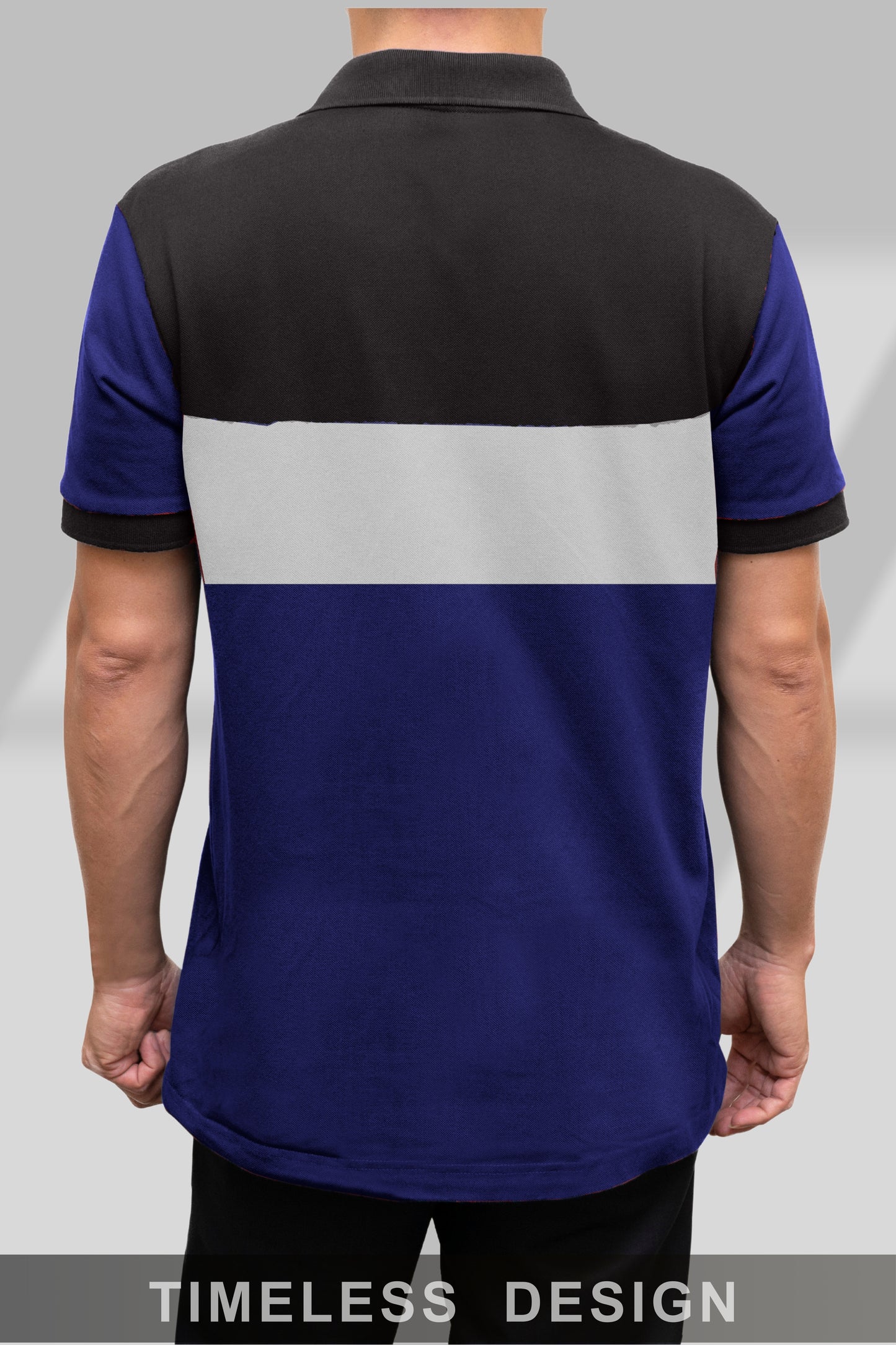 Black & Blue Paneled Polo T-Shirt Timeless Edition