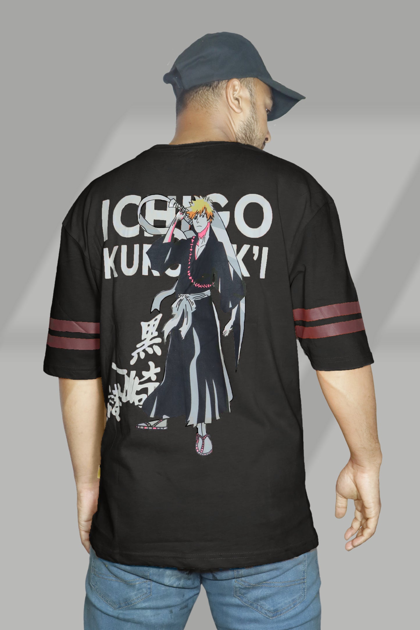 Black Ichigo Bleach X Oversized T-shirt.