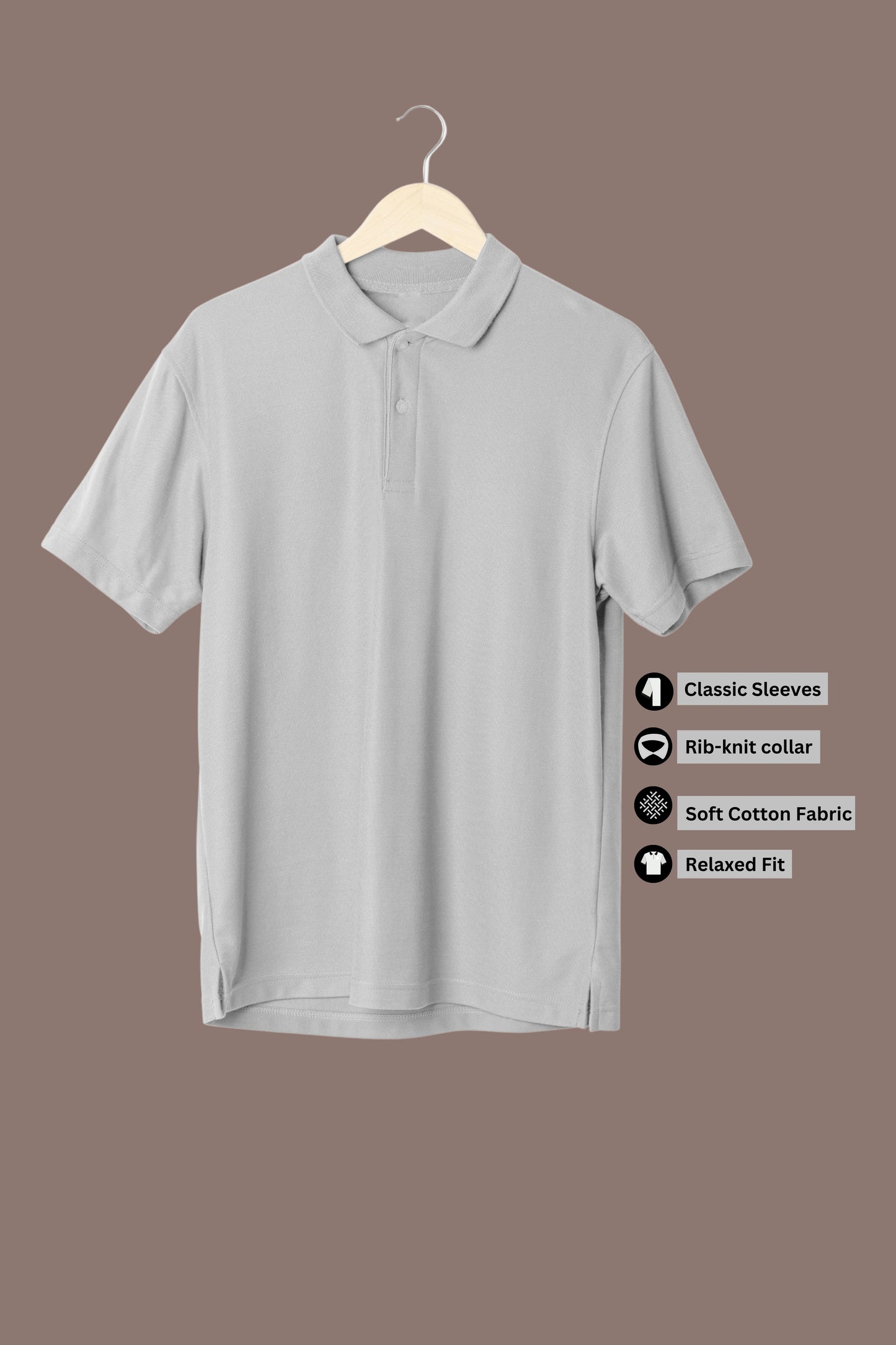 Silver Gray Classic Polo T-shirt