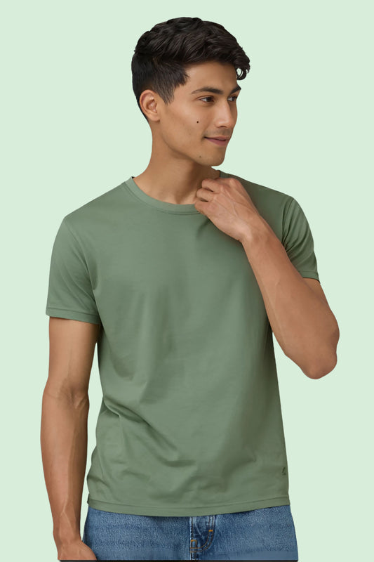 Olive Green Solid Men's Tshirt