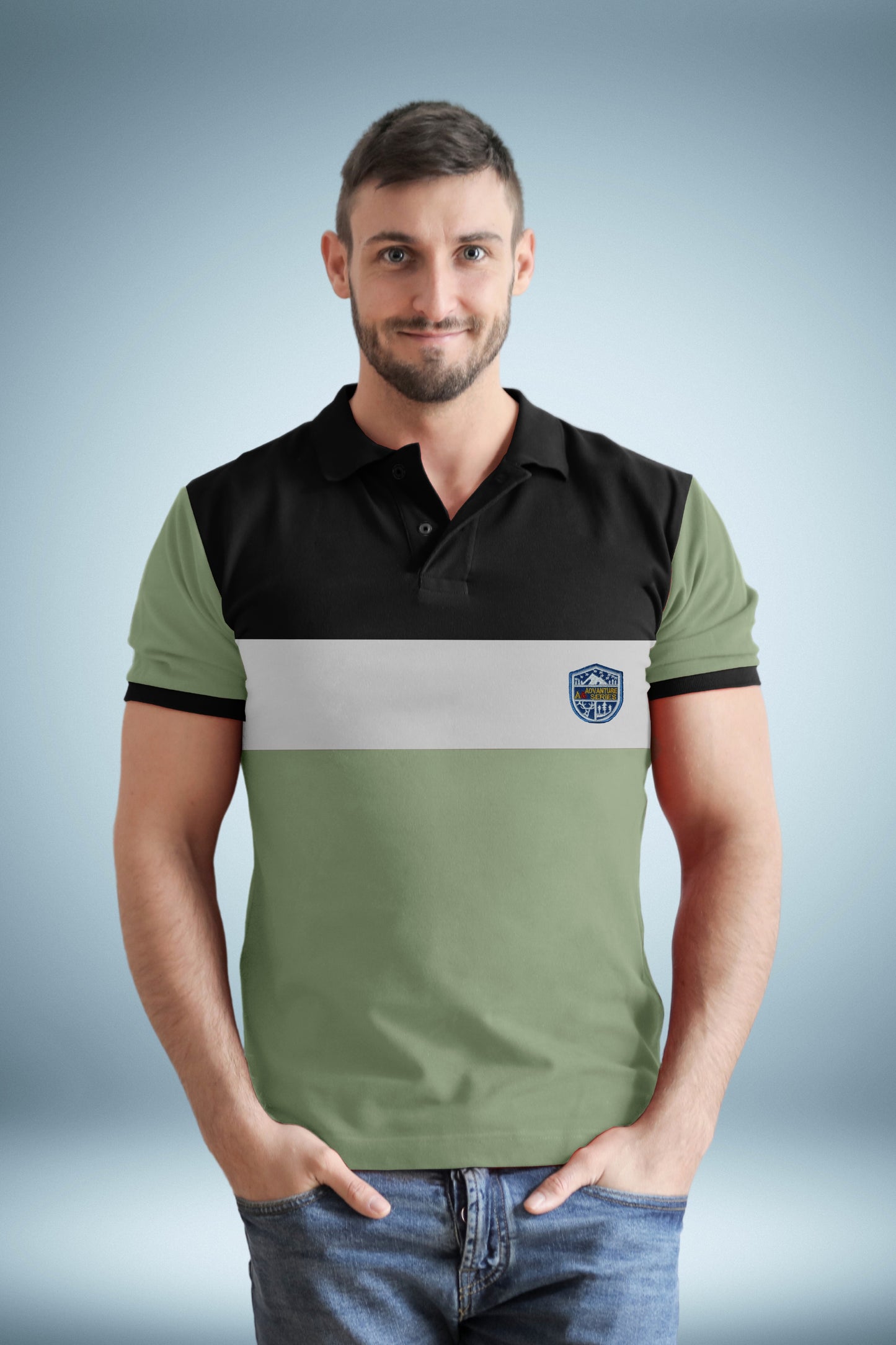 Olive Green & Black Polo T-Shirt Timeless Edition