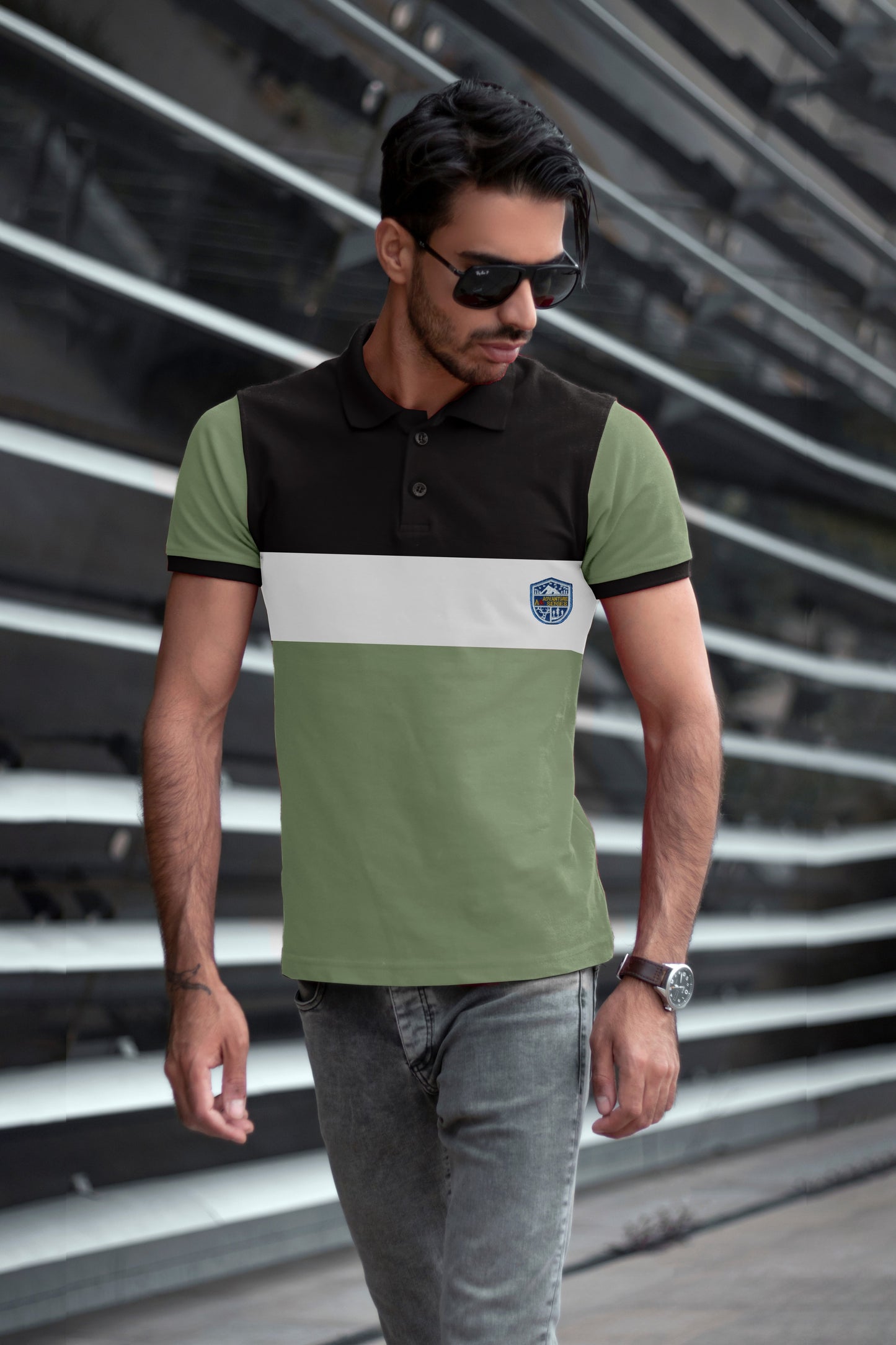 Olive Green & Black Polo T-Shirt Timeless Edition