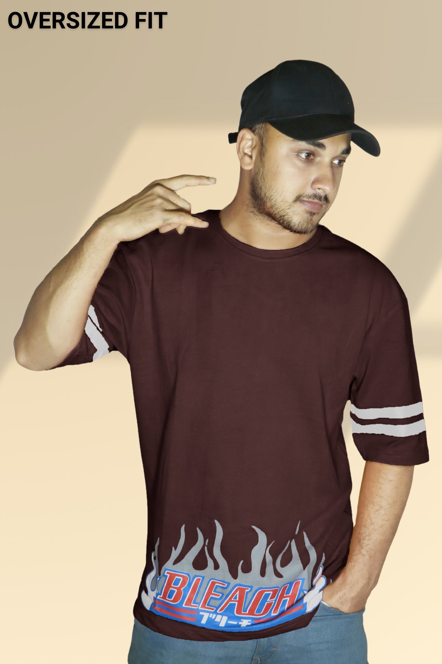 Kisuke Dark Maroon Bleach X Oversized T-shirt