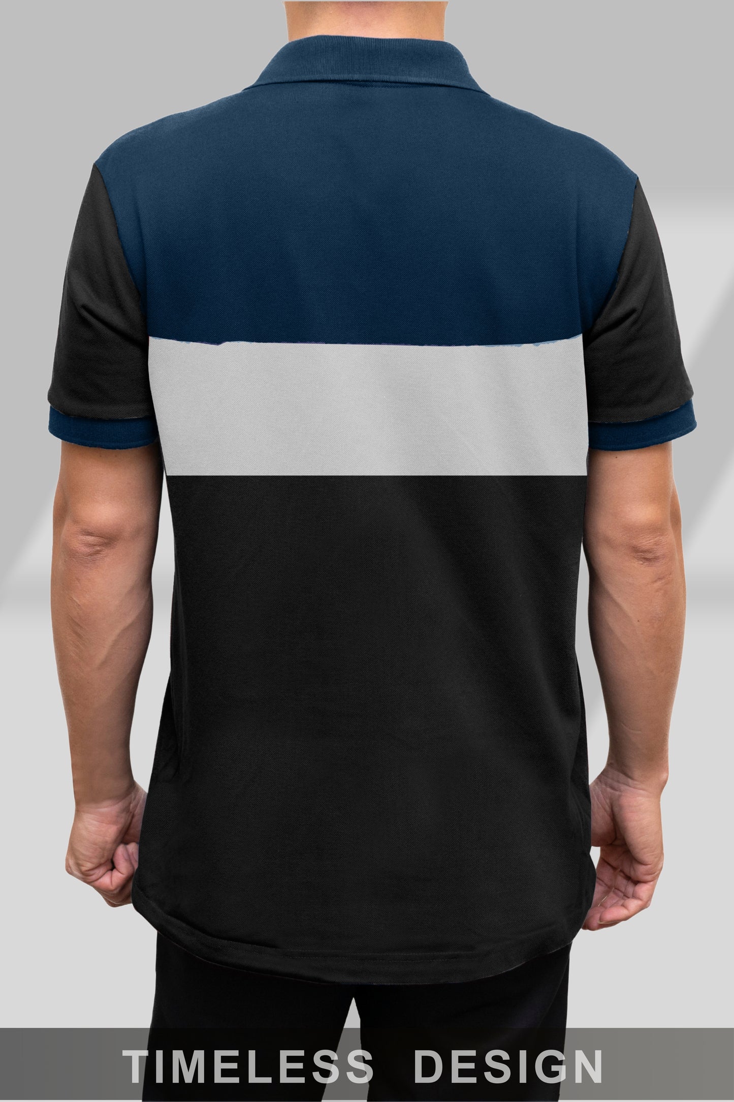 Blue & Black Paneled Polo T-Shirt Timeless Edition