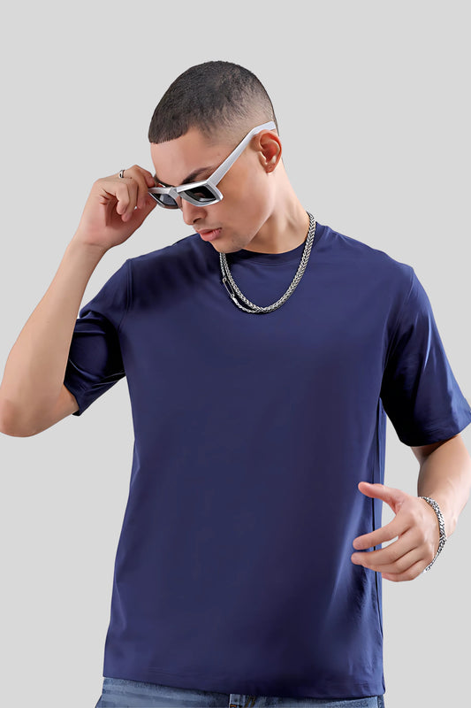 Navy Blue Solid Men's Tshirt