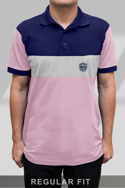 Blue & Pink Paneled Polo T-Shirt Timeless Edition