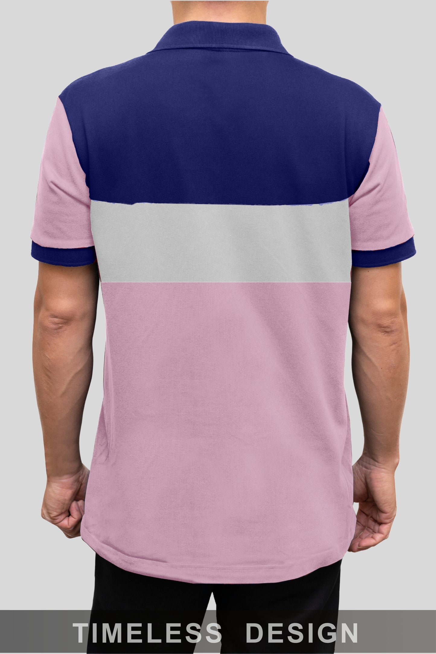 Blue & Pink Paneled Polo T-Shirt Timeless Edition