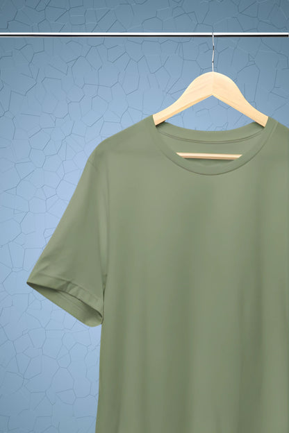 Olive Green Solid Men T-shirt - Adventure Series