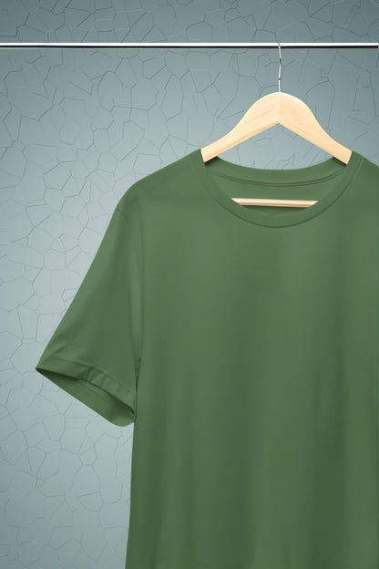 Military Green Solid Men T-shirt - Adventure Series