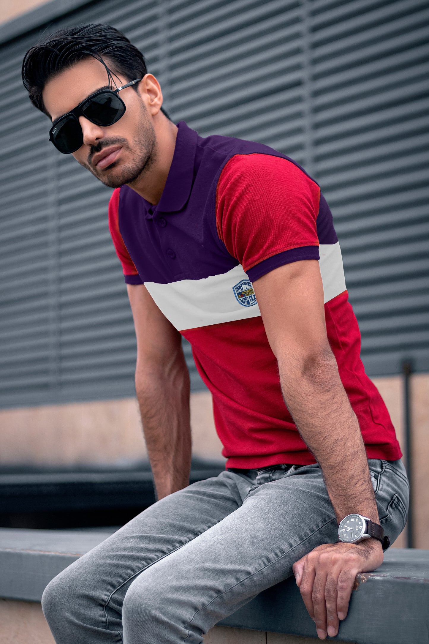 Purple & Red Paneled Polo T-Shirt Timeless Edition