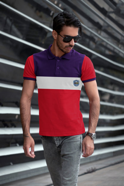 Purple & Red Paneled Polo T-Shirt Timeless Edition