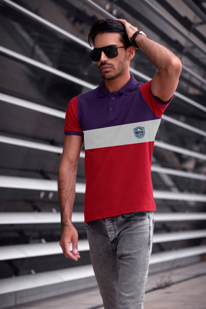 Purple & Red Paneled Polo T-Shirt Timeless Edition