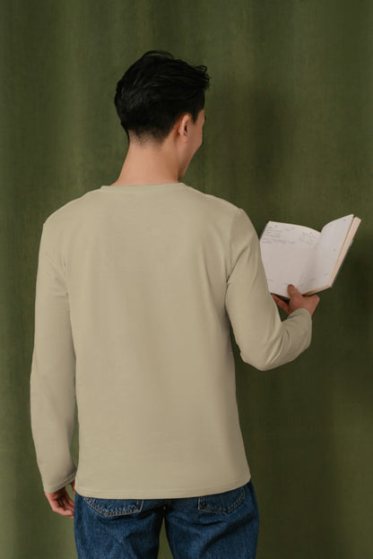 Khaki Solid Men Full Sleeve T-shirt - Adventure Series