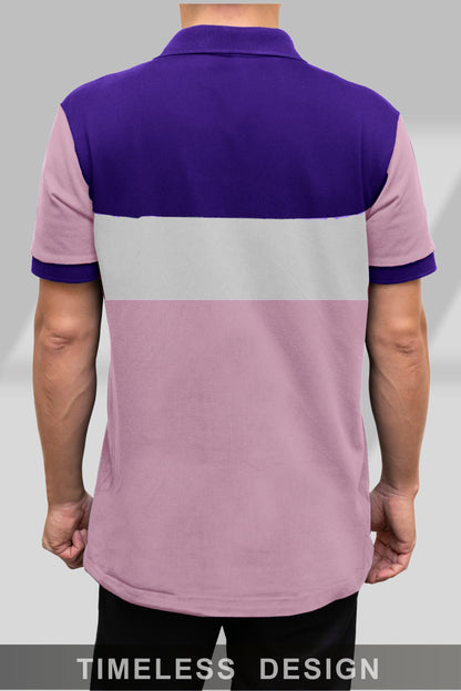 Purple & Pink Paneled Polo T-Shirt Timeless Edition