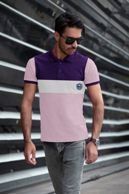 Purple & Pink Paneled Polo T-Shirt Timeless Edition