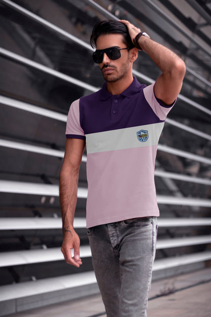 Purple & Pink Paneled Polo T-Shirt Timeless Edition