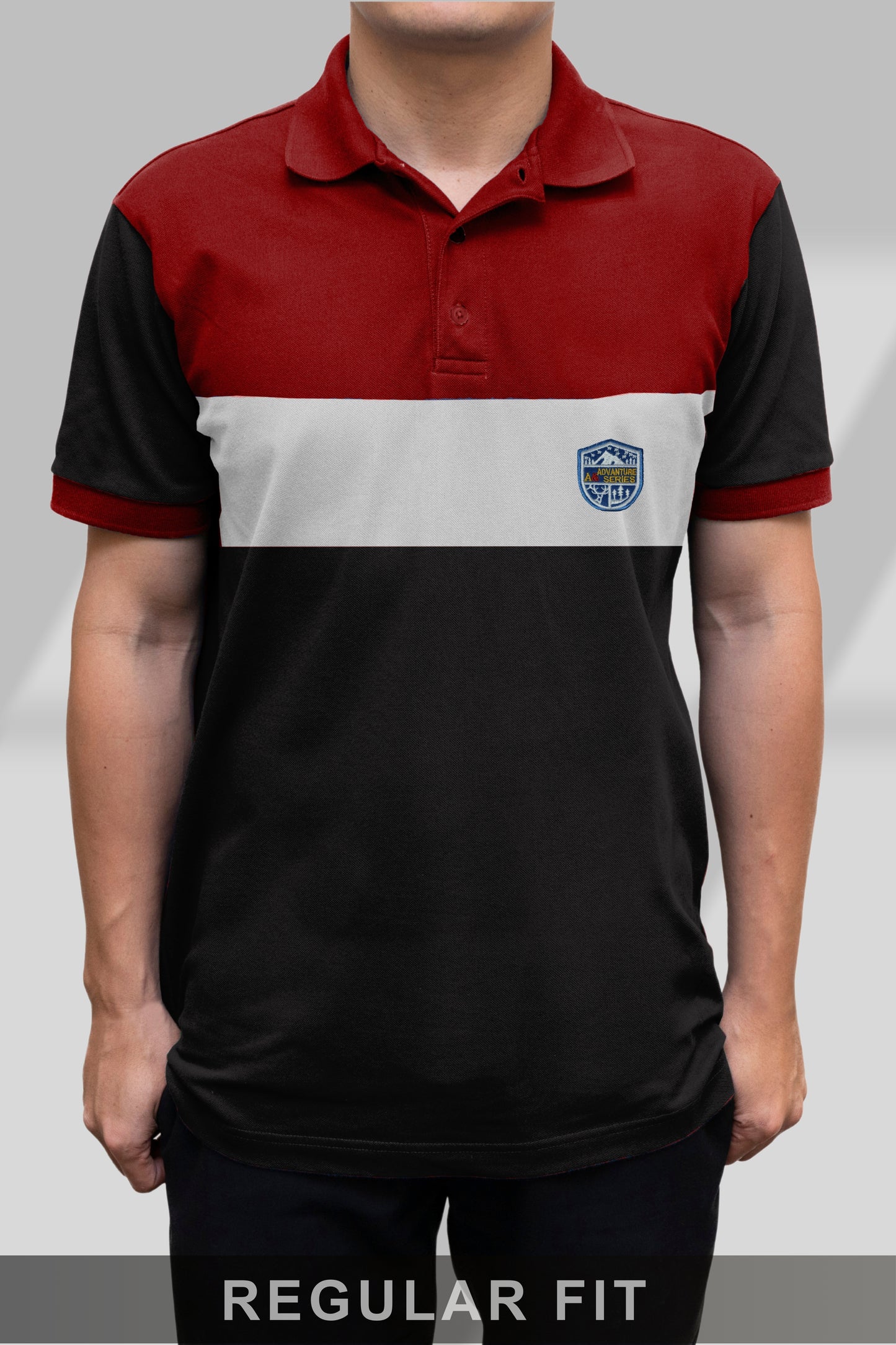 Red & Black Paneled Polo T-Shirt Timeless Edition