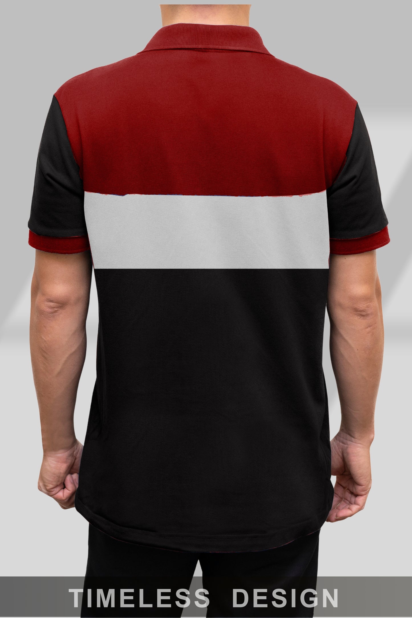 Red & Black Paneled Polo T-Shirt Timeless Edition