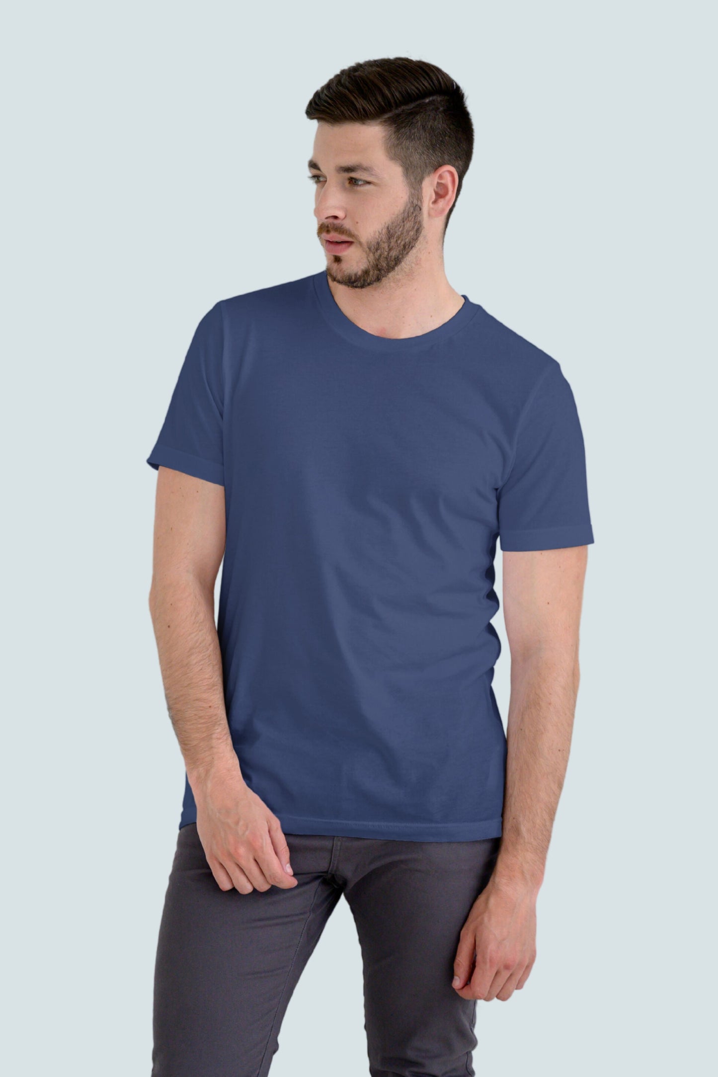 Navy Blue Solid Men T-shirt - Adventure Series