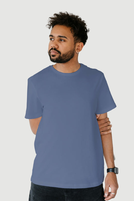 Dusk Blue Solid Men T-shirt - Adventure Series