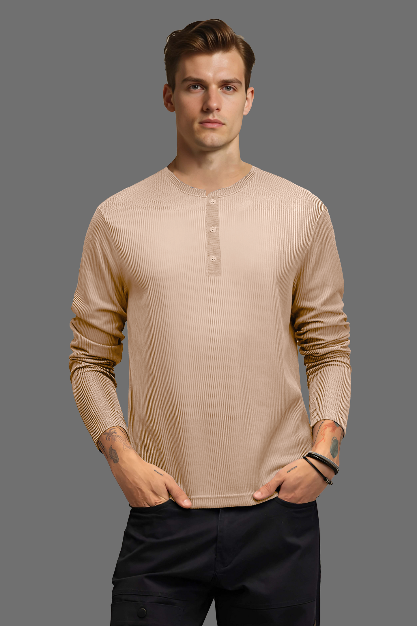 waffle texture Full Sleeve Premium Tshirt For Men's Fashion